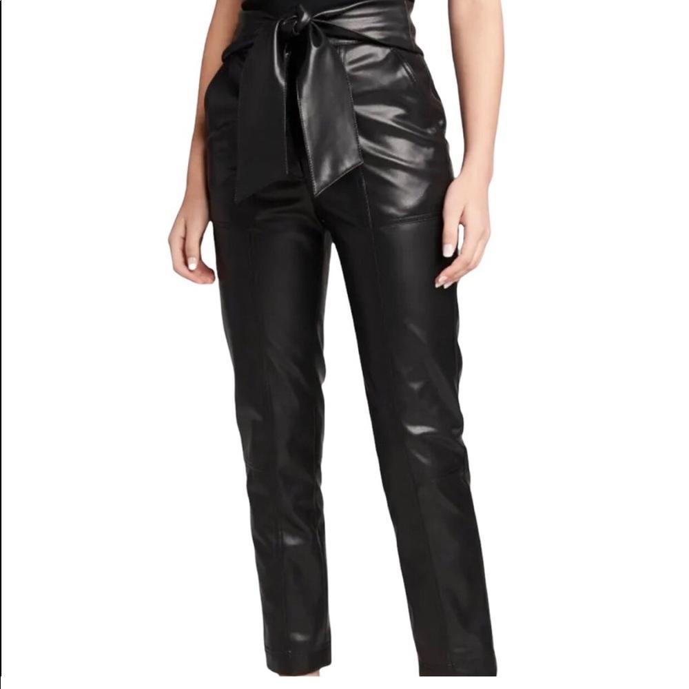 NWT Young, Fabulous and Broke Black Vegan Leather Tie Waist Pants